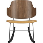 Penguin Upholstered Seat Rocking Chair - Black / Walnut / Cognac Aida Leather