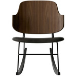 Penguin Upholstered Seat Rocking Chair - Black / Walnut / Black Aida Leather