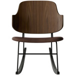 Penguin Upholstered Seat Rocking Chair - Black / Walnut / Brown Aida Leather
