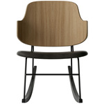 Penguin Upholstered Seat Rocking Chair - Black / Natural Oak / Black Aida Leather