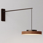 Discus Swing Arm Wall Sconce - Brown / Cognac Leather