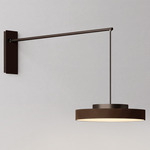 Discus Swing Arm Wall Sconce - Brown / Dark Brown Leather