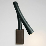Flexiled Leather Wall Reading Light - Satin Bronze / Dark Green Leather