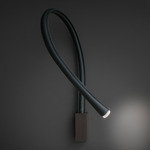 Flexiled Leather Wall Reading Light - Satin Bronze / Dark Green Leather