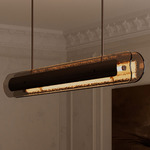 Contour Linear Pendant - Antique Bronze / Bronze Kiln Glass