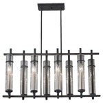 Ethan Linear Suspension - Antique Forge Iron / Brushed Steel / Clear