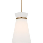 Fynn Pendant - Satin Brass / White Linen