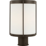 Luning Outdoor Post Light - Antique Bronze / Etched White