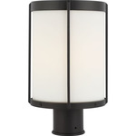 Luning Outdoor Post Light - Textured Black / Etched White