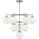 Nube Tiered Chandelier - Brushed Nickel / Milk