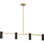 Zentro Linear Chandelier - Satin Brass / Black