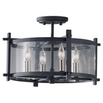 Ethan Semi Flush Mount - Antique Forged Iron / Clear