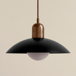 Arundel Orb Pendant - Patina Brass / Black Shade