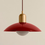 Arundel Orb Pendant - Brass / Oxide Red Shade