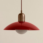 Arundel Orb Pendant - Patina Brass / Oxide Red Shade