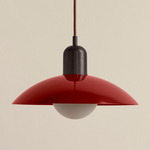 Arundel Orb Pendant - Blackened Brass / Oxide Red Shade