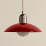 Arundel Orb Pendant - Pewter / Oxide Red Shade