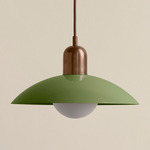 Arundel Orb Pendant - Patina Brass / Reed Green Shade