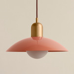 Arundel Orb Pendant - Brass / Peach Shade