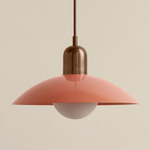 Arundel Orb Pendant - Patina Brass / Peach Shade