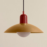 Arundel Orb Pendant - Oxide Red / Brass Shade