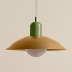 Arundel Orb Pendant - Reed Green / Brass Shade
