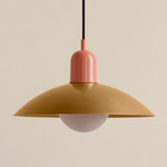 Arundel Orb Pendant - Peach / Brass Shade