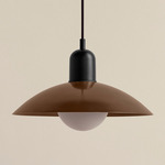 Arundel Orb Pendant - Black / Patina Brass Shade