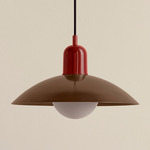 Arundel Orb Pendant - Oxide Red / Patina Brass Shade