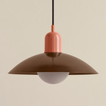 Arundel Orb Pendant - Peach / Patina Brass Shade