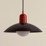 Arundel Orb Pendant - Oxide Red / Blackened Brass Shade