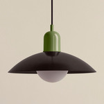 Arundel Orb Pendant - Reed Green / Blackened Brass Shade