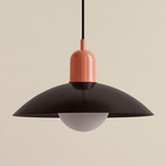 Arundel Orb Pendant - Peach / Blackened Brass Shade