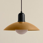 Arundel Orb Outdoor Pendant - Black / Brass Shade