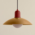 Arundel Orb Outdoor Pendant - Oxide Red / Brass Shade