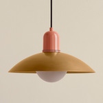 Arundel Orb Outdoor Pendant - Peach / Brass Shade