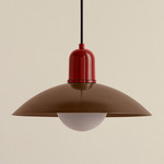 Arundel Orb Outdoor Pendant - Oxide Red / Patina Brass Shade