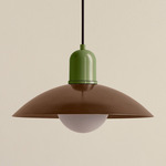 Arundel Orb Outdoor Pendant - Reed Green / Patina Brass Shade