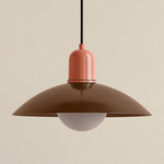 Arundel Orb Outdoor Pendant - Peach / Patina Brass Shade