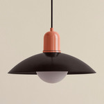 Arundel Orb Outdoor Pendant - Peach / Blackened Brass Shade