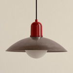 Arundel Orb Outdoor Pendant - Oxide Red / Pewter Shade