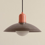 Arundel Orb Outdoor Pendant - Peach / Pewter Shade