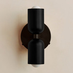 Up Down Wall Sconce - Blackened Brass Canopy / Black Upper Shade