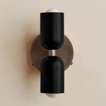 Up Down Wall Sconce - Pewter Canopy / Black Upper Shade
