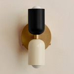 Up Down Wall Sconce - Brass Canopy / Black Upper Shade