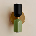 Up Down Wall Sconce - Brass Canopy / Black Upper Shade