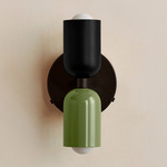 Up Down Wall Sconce - Blackened Brass Canopy / Black Upper Shade