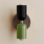 Up Down Wall Sconce - Pewter Canopy / Black Upper Shade