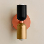 Up Down Wall Sconce - Peach Canopy / Black Upper Shade