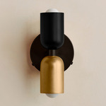 Up Down Wall Sconce - Blackened Brass Canopy / Black Upper Shade